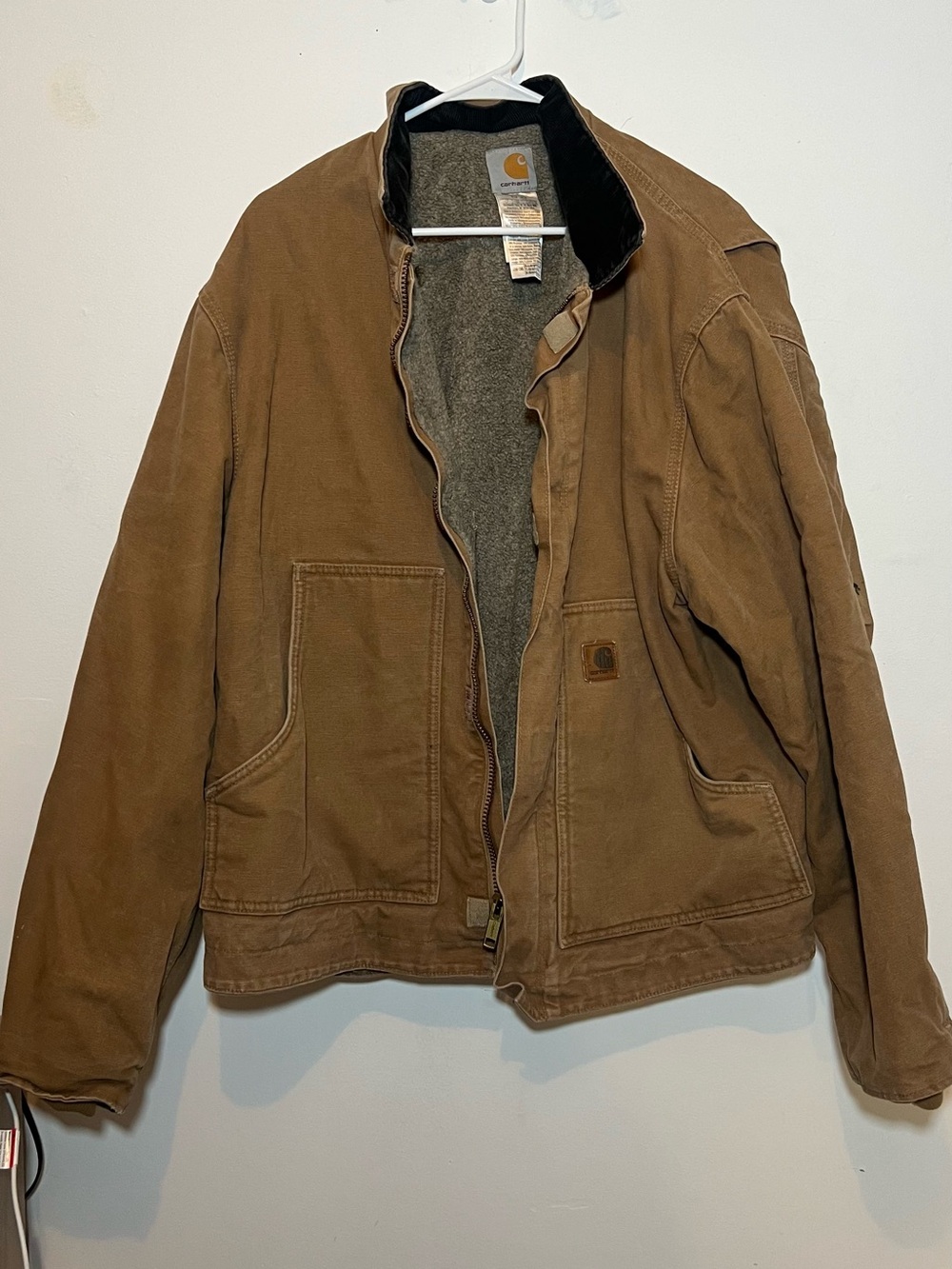 Carhartt Brown Canvas Work Jacket with Corduroy Collar